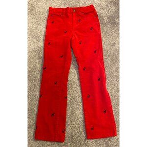 Red Corduroy Janie And Jack Kids Pants W/ Embroidered Stag Christmas Size 10